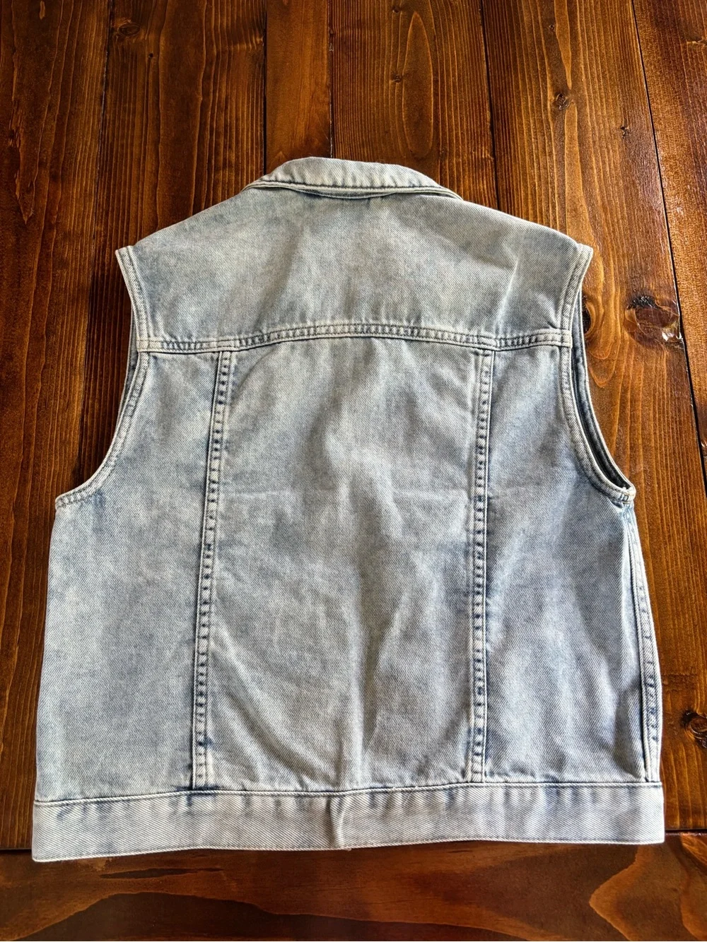 H&M Girls Blue Denim Vest Button Front Collared w/ Pockets Size 7